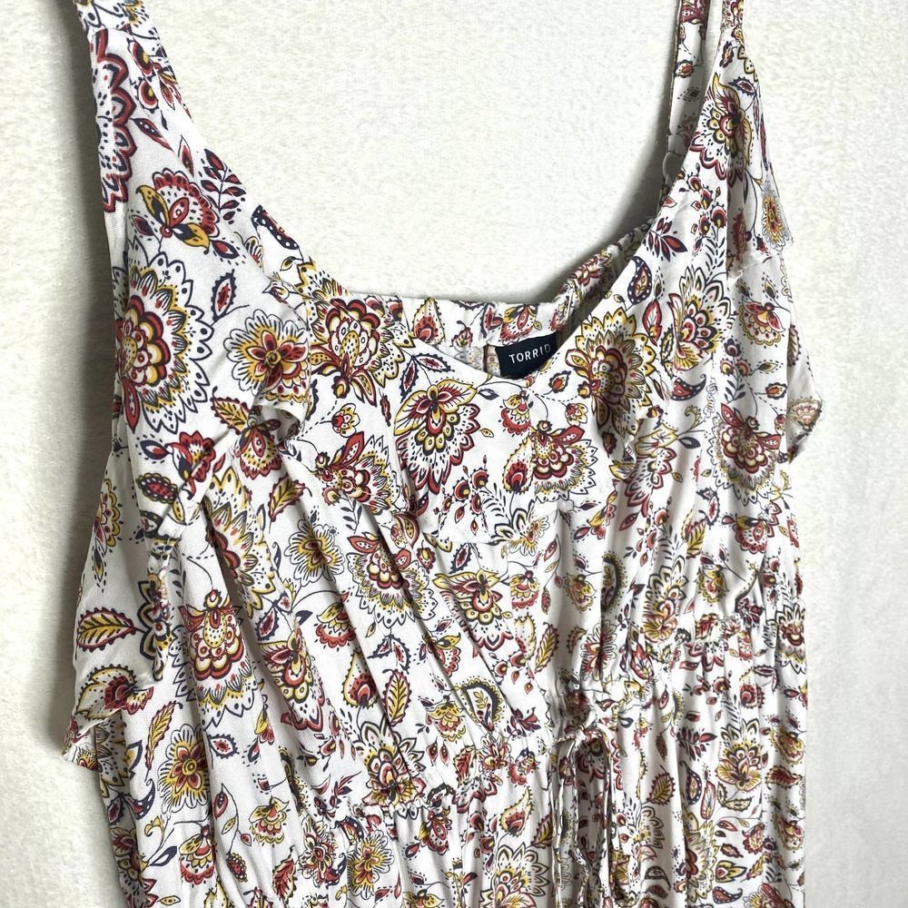 Torrid Floral Paisley Ruffle Neck Challis Midi Tank Dress Multicolor Size 4X - Picture 4 of 16